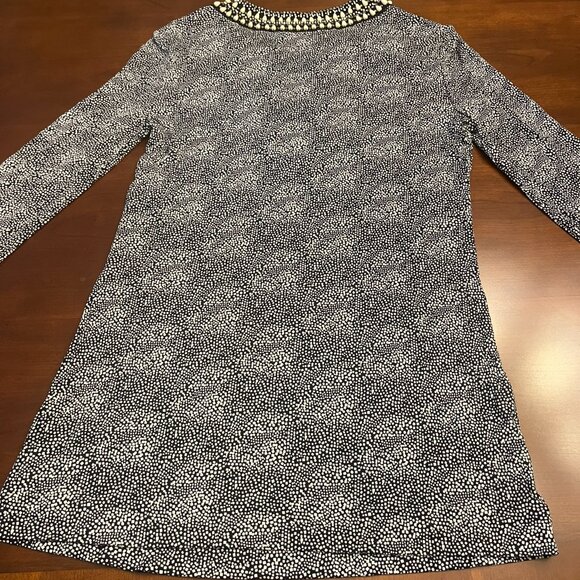 Tory Burch Blue & White Silk Beaded Print Blouse Tunic Top S - Picture 7 of 8